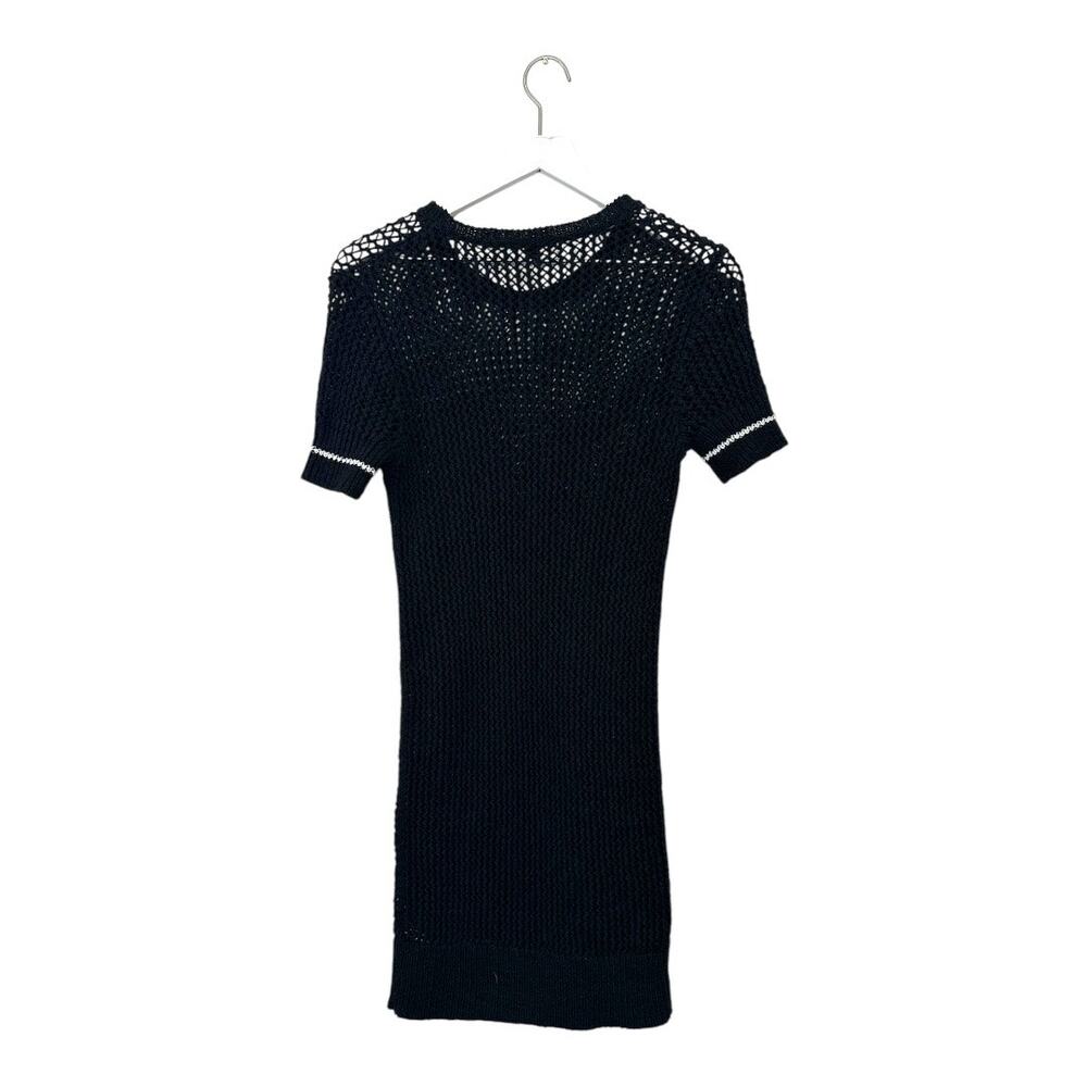 James Perse Black Open Knit Short Sleeve Midi Dress Size Small/ 1